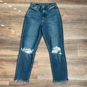 American Eagle Outfitters High Rise Distressed Jeans - Dark Blue